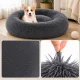 Soft Plush Pet Bed for Dogs and Cats, Round, 50cm, Dark Grey