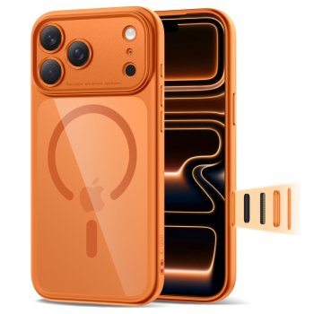 Tech-Protect Magpeak MagSafe CC Case for iPhone 17 Pro, Transparent Orange