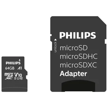Atminties kortelė Philips MicroSDXC 64GB UHS-I U1 Class 10 V10 su adapteriu