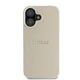 Guess Grained Ring MagSafe dėklas telefonui iPhone 16, smėlio spalvos
