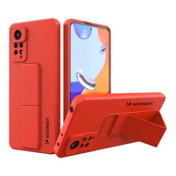 Dėklas Wozinsky Kickstand Case skirtas Xiaomi Redmi Note 11 Pro su stovu, raudonas