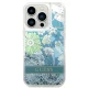 Guess Flower Liquid Glitter dėklas skirtas iPhone 14 Pro Max, žalias
