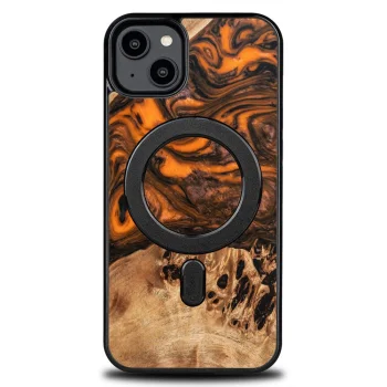 Bewood iPhone 15 Plus dėklas Unique Orange, medis ir derva, oranžinė / juoda