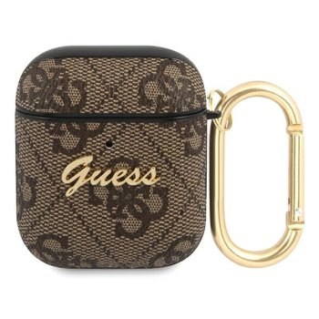 „Guess 4G Script Metal Collection“ dėklas „AirPods 1 / 2“, rudas
