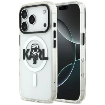 Karl Lagerfeld IML Karl Sketch Logo MagSafe dėklas telefonui iPhone 17 Pro, skaidrus