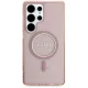 Guess Glitter Circle Classic Logo MagSafe dėklas Samsung Galaxy S25 Ultra, rožinis