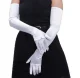 Long Evening Gloves Satin Retro Style for Women, White