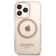 Guess Gold Outline Translucent MagSafe Case for iPhone 13 / 13 Pro, Pink