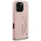 Karl Lagerfeld FW Grained Signature Logo dėklas, skirtas iPhone 16 Pro Max, rožinis