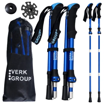 Verk Group Šiaurietiško Ėjimo ir Žygių Lazdų Rinkinys su Krepšiu, Mėlynos