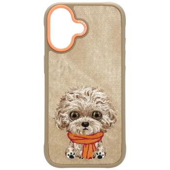 Nimmy Big Eyed Pet 2.0 Dog dėklas iPhone 17, smėlio spalvos