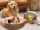 Soft Plush Pet Bed for Dogs and Cats, Leaf Shape, Brown