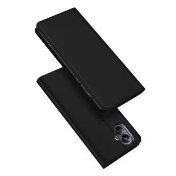 Atverčiamasis dėklas Realme 10 Pro+ Dux Ducis Skin Pro su stovu ir kortelės kišene, juodas