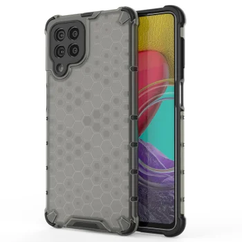Dėklas Samsung Galaxy M53 5G Honeycomb su lanksčiu rėmeliu, juodas