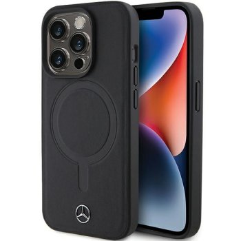„Mercedes Smooth Leather MagSafe“ dėklas „iPhone 15 Pro“ telefonui, juodas