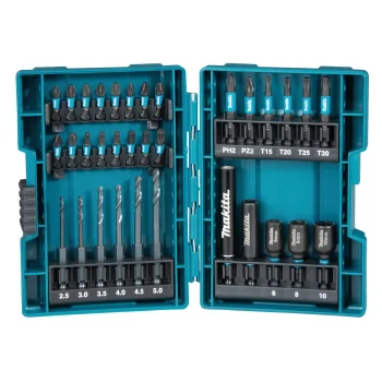 Sukimo antgalių ir grąžtų rinkinys Makita B-66896 Impact Black, 32 vnt.