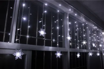 Kalėdinė LED girlianda-užuolaida Snaigės, 100 LED, balta