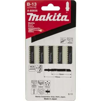 Siaurapjūklio pjūkleliai Makita A-85656 B-13 medienai ir plastikui, 5 vnt.