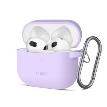 Tech-Protect Apple AirPods 3 silikoninis dėklas su karabinu, violetinis