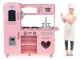 Large Wooden Play Kitchen for Kids with Sound Effects by ECOTOYS, Pink