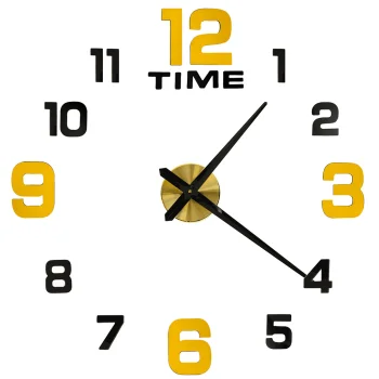 DIY Adhesive Wall Clock 100-120 cm, Black/Gold