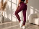 Women\'s High-Waisted Push-Up Fitness Leggings, S/M, Burgundy