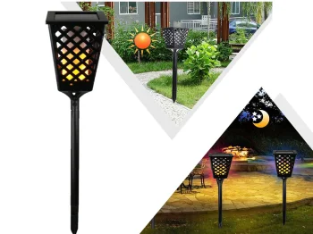 Saulės energijos sodo žibintas-degilas su sutemų jutikliu, 107 cm