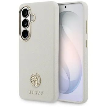 Guess 4G Rhinestone Round Logo MagSafe Case for Samsung Galaxy S26 - Beige