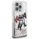 Karl Lagerfeld Liquid Glitter Choupette dėklas iPhone 16 Pro Max, skaidrus