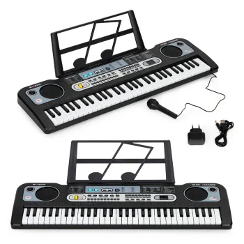Kids Keyboard Piano with Microphone and Power Adapter, 61 Keys