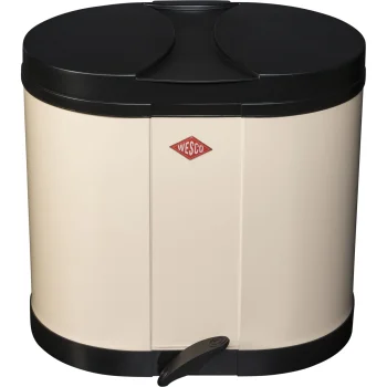 Rūšiavimo šiukšliadėžė su pedalu Wesco Eco-Double Bin, 2x 15 l, migdolų spalvos