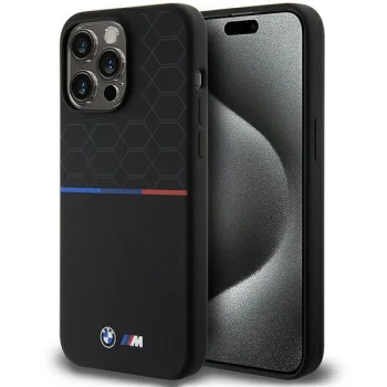 BMW M Silicone Pattern MagSafe dėklas iPhone 15 Pro Max telefonui, juodas