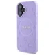 Guess dėklas iPhone 16 Plus telefonui Saffiano Peony Classic Logo MagSafe, violetinis