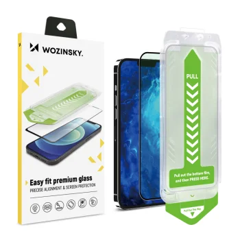 Apsauginis stiklas iPhone 14 Plus Wozinsky Premium Glass su rėmeliu, juodas