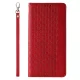 Knygutės tipo dėklas Magnet Strap Case skirtas iPhone 14 Pro Max su stovu, raudonas