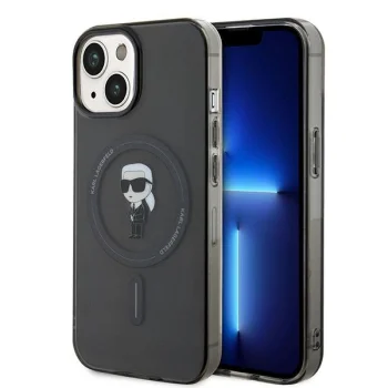 Karl Lagerfeld iPhone 15 dėklas IML Ikonik MagSafe, juodas