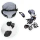 Triratukas Ecotoys JM-066-9L su apsukama kėdute ir stogeliu, pilkas