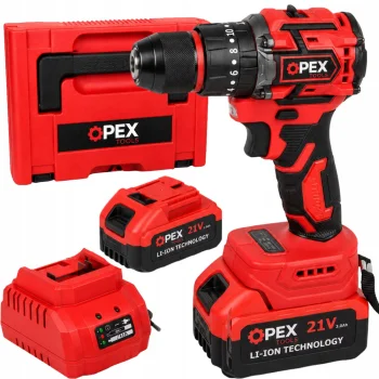 OPEX TOOLS OPX28037 Akumuliatorinis gręžtuvas-suktuvas, 21V, 2x 3.0Ah, 50Nm