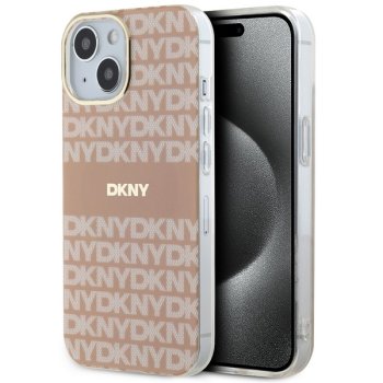 DKNY dėklas iPhone 15 Plus / 14 Plus IML Mono & Stripe MagSafe, rožinis