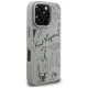 Karl Lagerfeld Grained Pattern & Logo MagSafe dėklas iPhone 16 Pro, pilkas