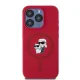 Karl Lagerfeld Silicone Karl&Choupette Heads Ring MagSafe dėklas iPhone 15 Pro, raudonas