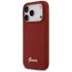 Guess Silicone Script Metal Logo MagSafe dėklas iPhone 17 Pro, raudonas