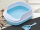 Open Cat Litter Box with Frame and Scoop, Blue (48 x 38 x 19 cm)