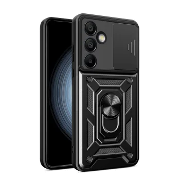 Samsung Galaxy S24 FE ( SM-S721 ) Armor Guard TPU Hybrid Camshield Case Cover, Black