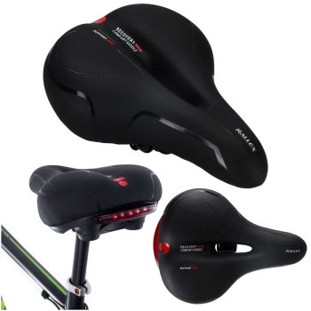 Rallex Sports Bicycle Saddle with Elastic Foam and LED Light, Black
