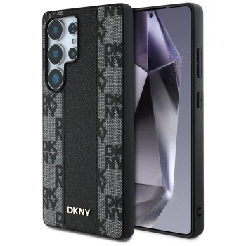 DKNY Leather Checkered MagSafe Case for Samsung Galaxy S25 Ultra Black