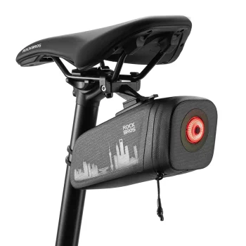 Rockbros AS-141 Bicycle Saddle Bag with Smart Rear Light - Black