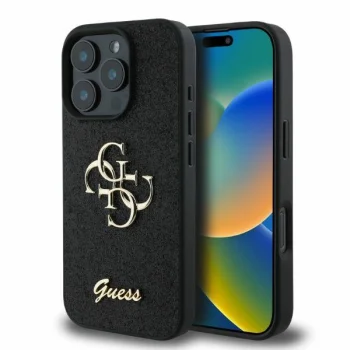 Guess Fixed Glitter Big 4G Phone Case Cover iPhone 16 Pro Max - black