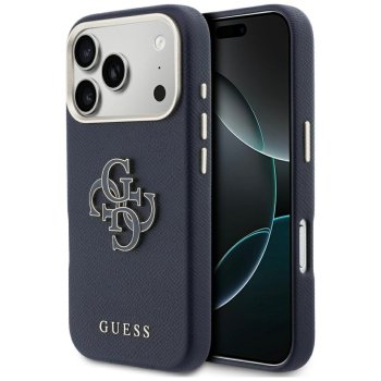 Guess FW Resin Logo dėklas iPhone 17 Pro telefonui, mėlynas