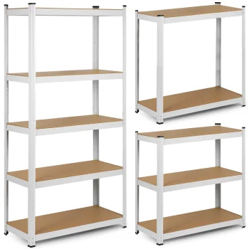 Humberg 4847 Metal Storage Shelving Unit, 180 x 90 x 40 cm, White